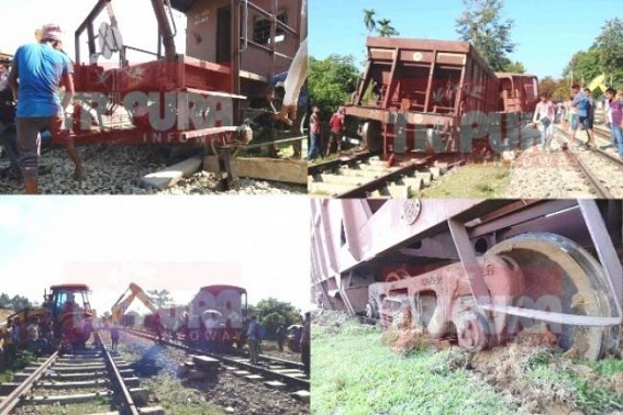 Tripura Railway Service fully standstills since 12 PM after Lumding-Agartala Freight Train derailed at Churaibari : Damage caused to tracks, engineers are on work